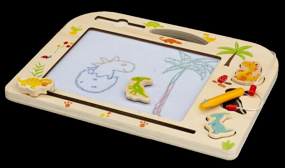 Dinosaurs Magnetic Drawing Board Angle With Pieces Out