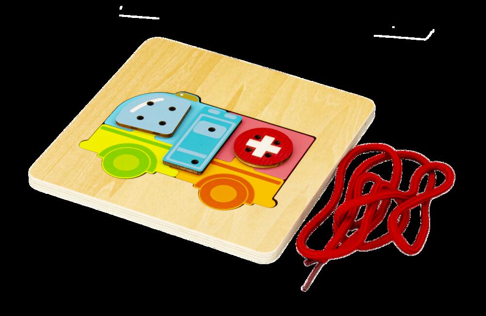 Wooden Ambulance Lacing Puzzle