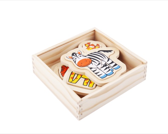 Wooden Animal Puzzle Box
