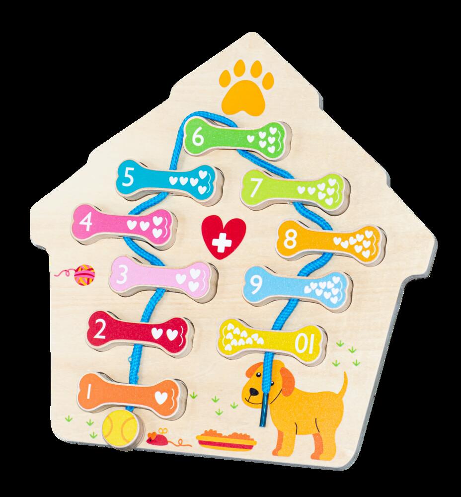 Wooden Dog Lacing Puzzle