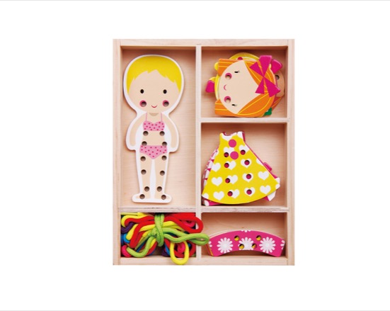 Wooden Doll Lacing Toy