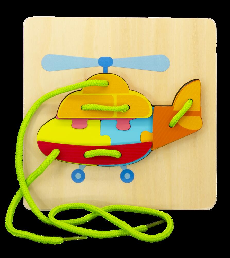 Wooden Helicopter Lacing Puzzle