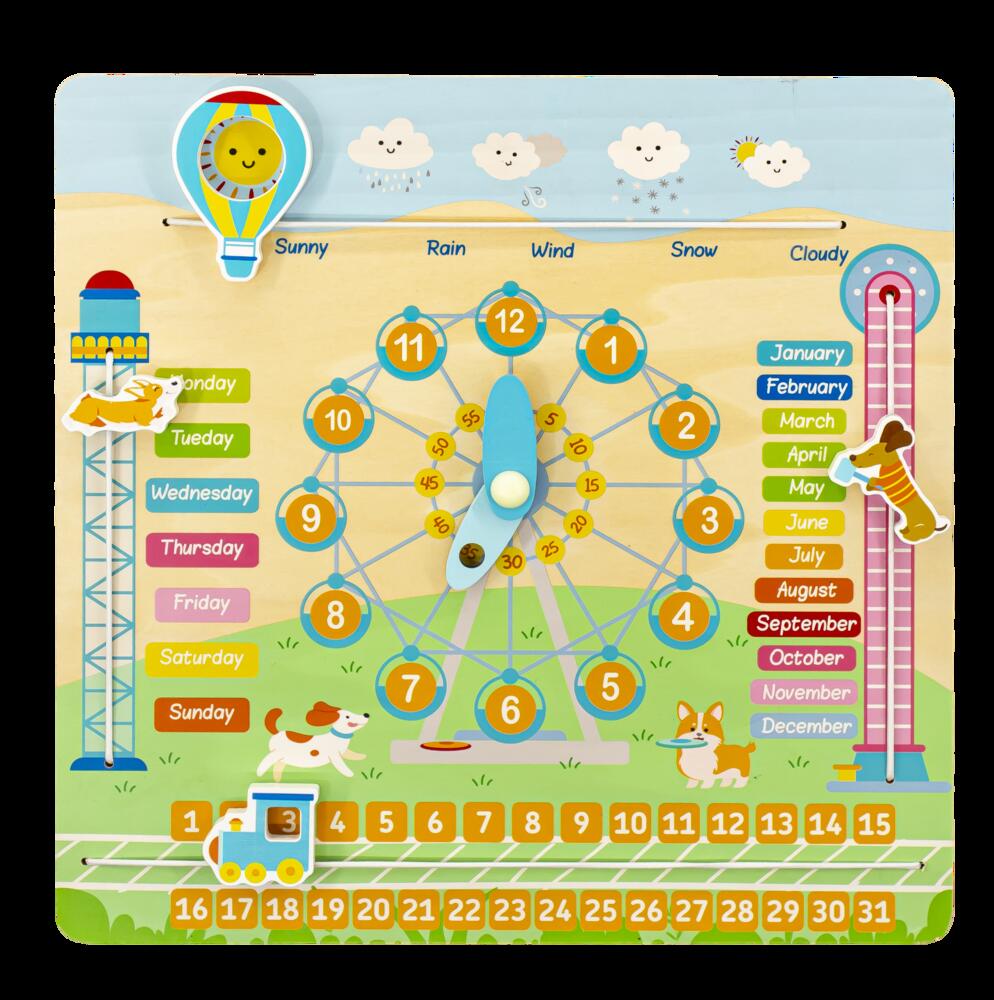 Wooden Learning Calendar Clock