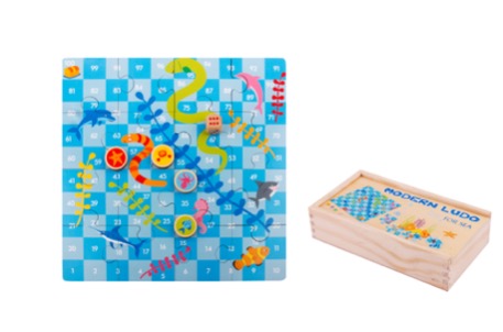 Wooden Snakes Ladders Game