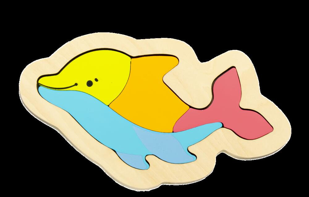 Yellow Dolphin Wooden Puzzle